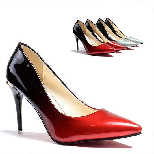 Γόβες Stiletto Δερματίνης με Λουστρίνι Ombre Εφέ