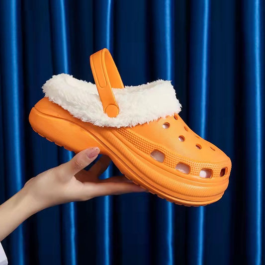 Ζεστές Παντόφλες Clogs με Γούνα & Λουράκι