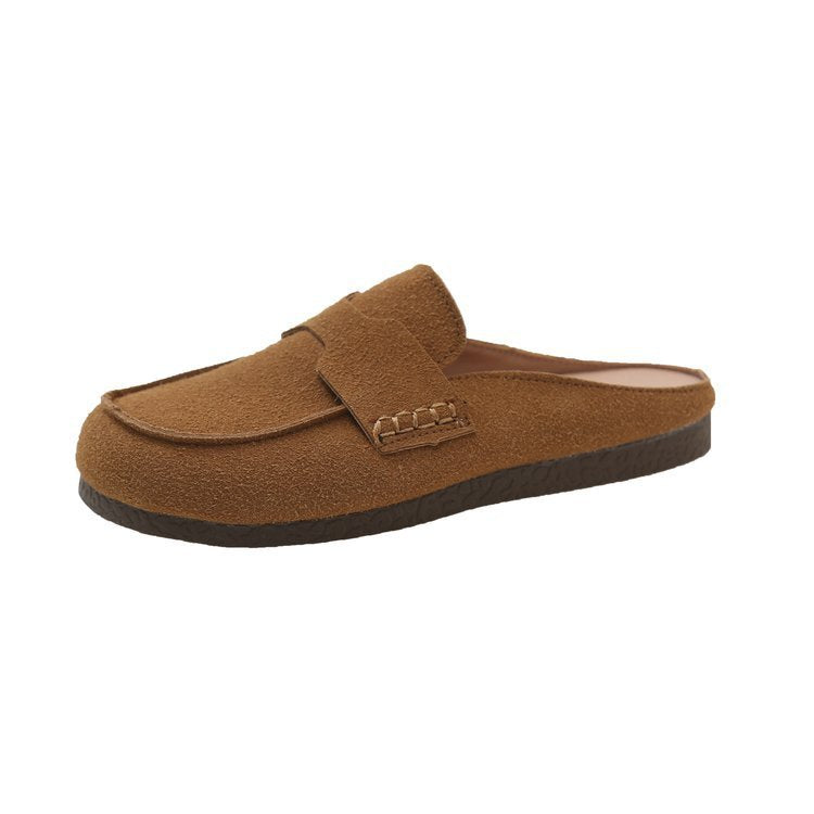 Flat Mules Suede Μοκασίνι με Minimal Ραφές