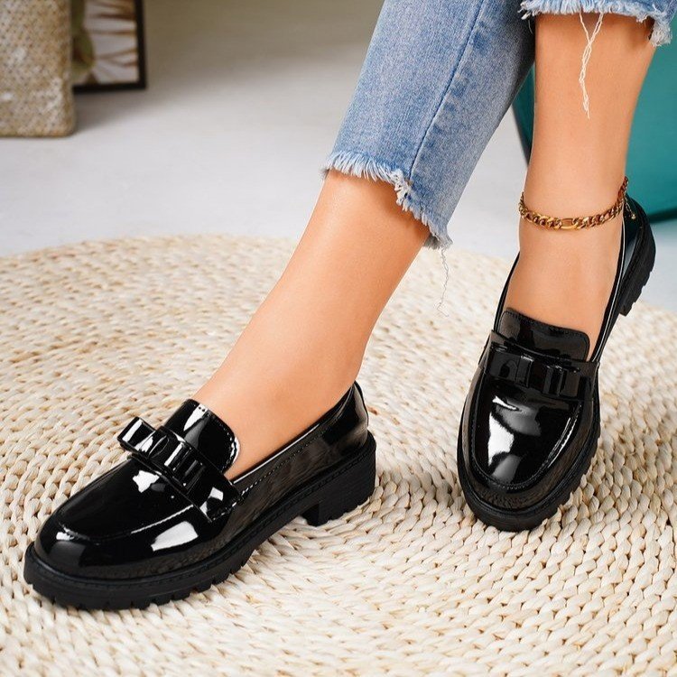 Loafers Λουστρίνι με Διακοσμητικό Φιόγκο & Chunky Σόλα
