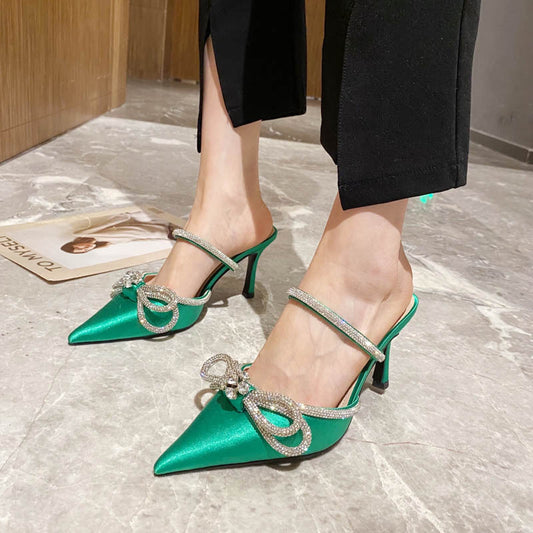 Mules με Σατέν Φιόγκο & Στρας