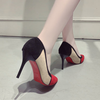 Γόβες Stiletto Suede με Πολύχρωμα Τετράγωνα Τμήματα