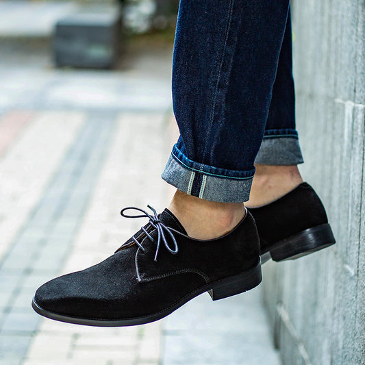 Δερμάτινα Derby Suede με Κορδόνια