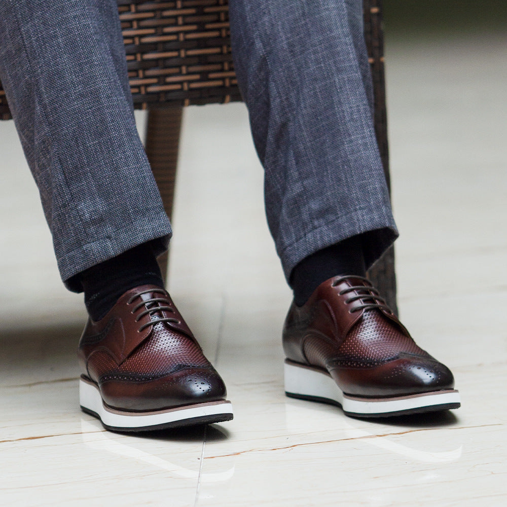 Ανδρικά Brogues με Δερμάτινη Πλέξη & Λευκή Σόλα