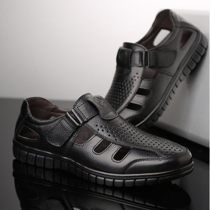 Δερμάτινα Κλειστά Σανδάλια με Velcro & Πλαϊνά Ανοίγματα