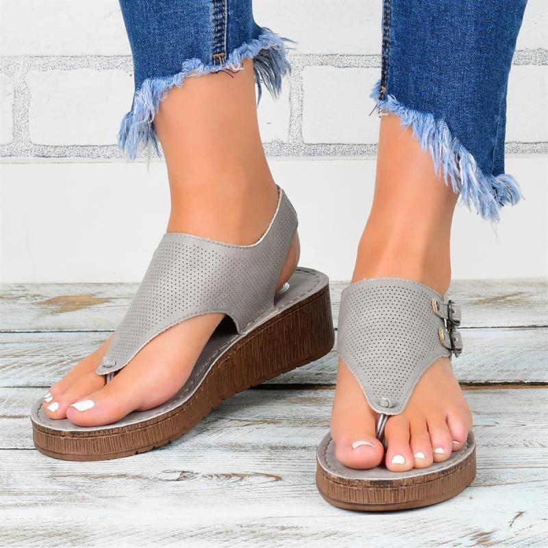 Flatform Σανδάλια με Δερμάτινο Λουρί & Ρυθμιζόμενες Αγκράφες