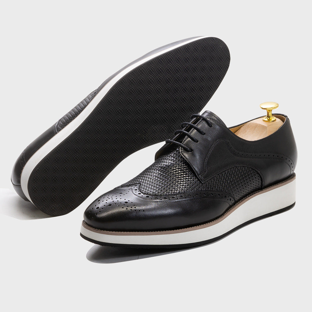 Ανδρικά Brogues με Δερμάτινη Πλέξη & Λευκή Σόλα