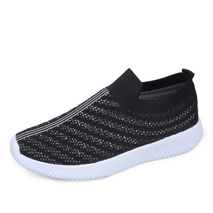 Slip-On Πλεκτά Παπούτσια με Διακοσμητικά Στρας & Αντιολισθητική Σόλα