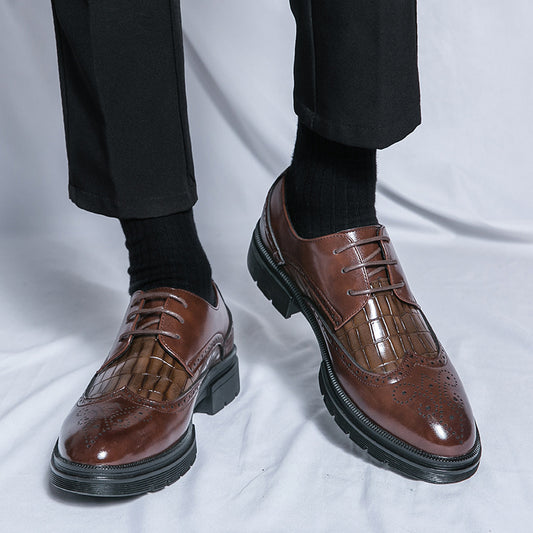 Ανδρικά Derby Παπούτσια με Brogue Λεπτομέρειες & Ανάγλυφη Υφή