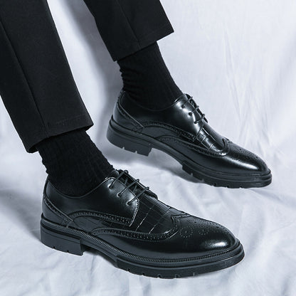 Ανδρικά Derby Παπούτσια με Brogue Λεπτομέρειες & Ανάγλυφη Υφή