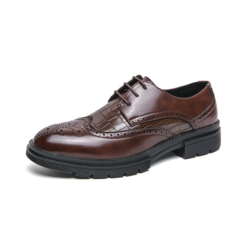 Ανδρικά Derby Παπούτσια με Brogue Λεπτομέρειες & Ανάγλυφη Υφή