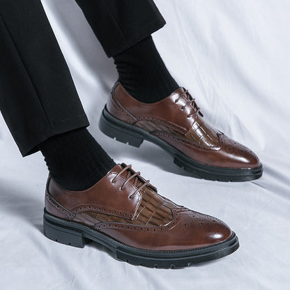 Ανδρικά Derby Παπούτσια με Brogue Λεπτομέρειες & Ανάγλυφη Υφή