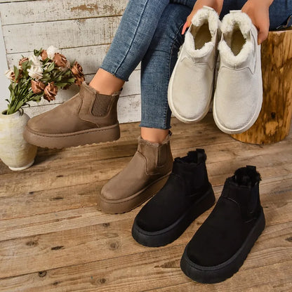 Μποτάκια Suede με Εσωτερική Γούνα & Ελαστικό Πλαϊνό