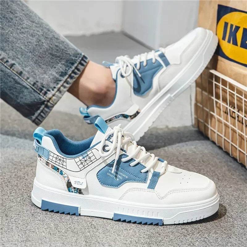 Γυναικεία Sneakers με Τυπωμένες Λεπτομέρειες & Μπλε Αντίθεση