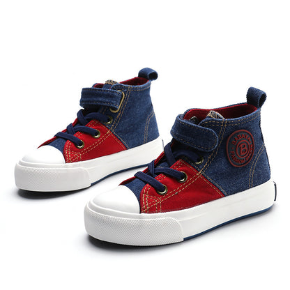 Ψηλά Sneakers Τζιν Μποτάκι με Αυτοκόλλητο και Λαστιχένια Σόλα