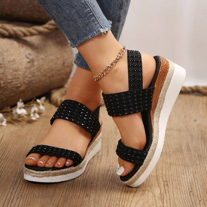 Flatform Σανδάλια με Ελαστικά Λουράκια & Ανάγλυφη Πλέξη