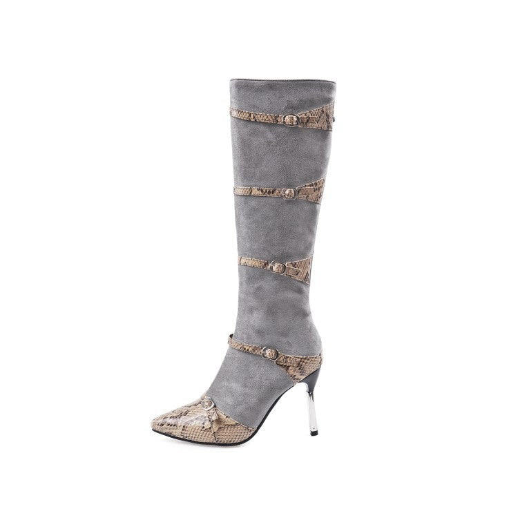 Κομψές Ψηλοτάκουνες Μπότες με Snake Print Λεπτομέρειες