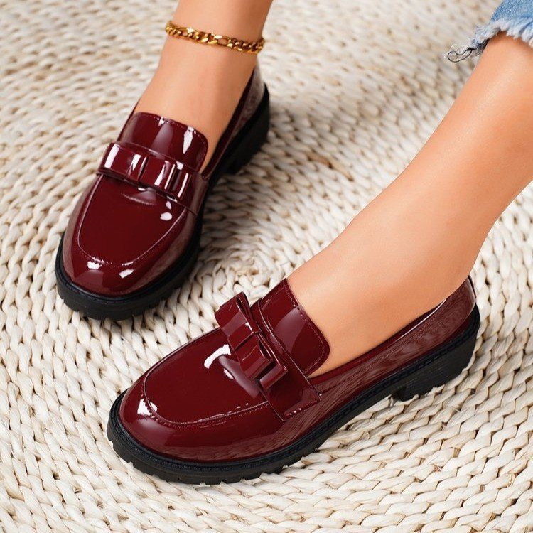Loafers Λουστρίνι με Διακοσμητικό Φιόγκο & Chunky Σόλα