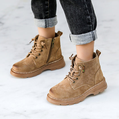 Μποτάκια Suede με Ζεστή Επένδυση & Πλαϊνό Φερμουάρ