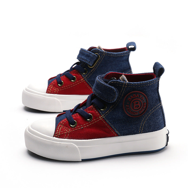 Ψηλά Sneakers Τζιν Μποτάκι με Αυτοκόλλητο και Λαστιχένια Σόλα