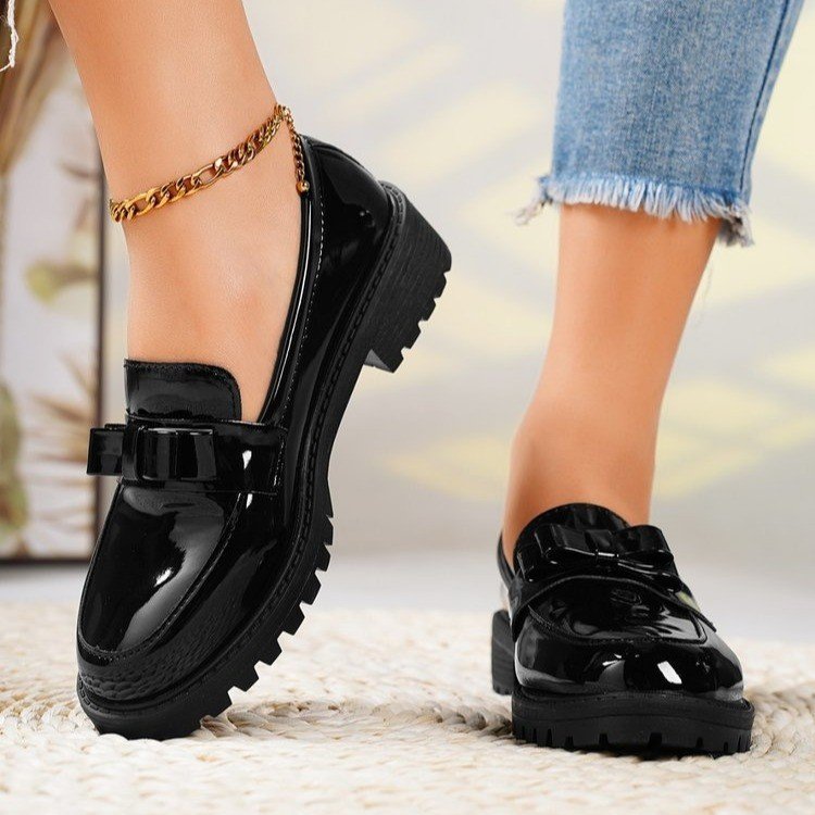 Loafers Λουστρίνι με Διακοσμητικό Φιόγκο & Chunky Σόλα