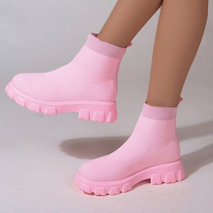 Πλεκτά Casual Μποτάκια με Chunky Σόλα