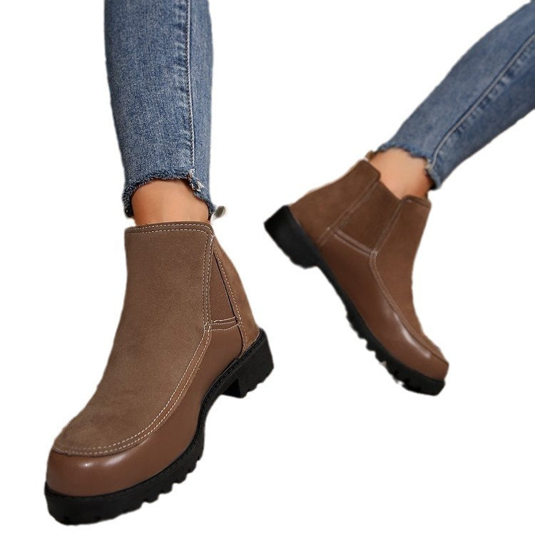 Casual Μποτάκια Suede με Ελαστικό Πλαϊνό & Ραφές
