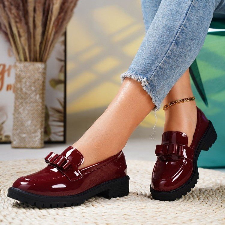 Loafers Λουστρίνι με Διακοσμητικό Φιόγκο & Chunky Σόλα