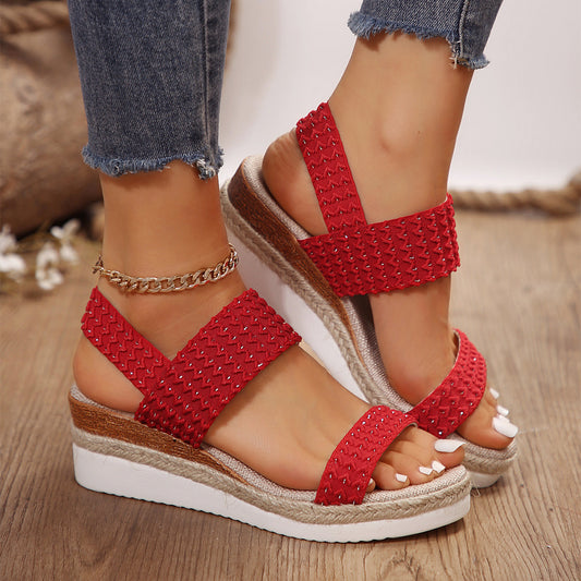 Flatform Σανδάλια με Ελαστικά Λουράκια & Ανάγλυφη Πλέξη