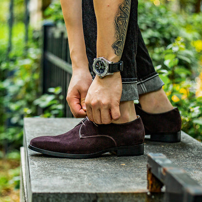 Δερμάτινα Derby Suede με Κορδόνια