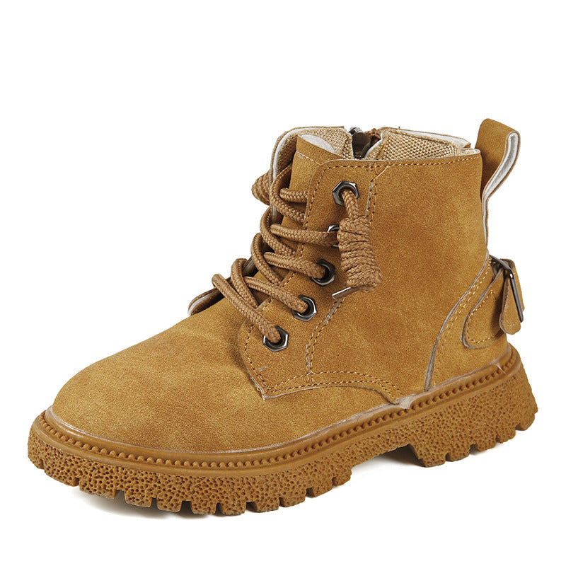 Μποτάκια Suede με Τρακτερωτή Σόλα & Πλαϊνό Φερμουάρ