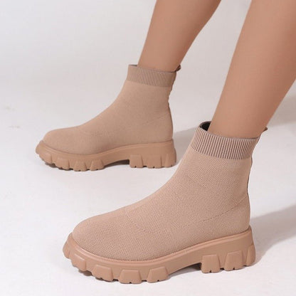 Πλεκτά Casual Μποτάκια με Chunky Σόλα
