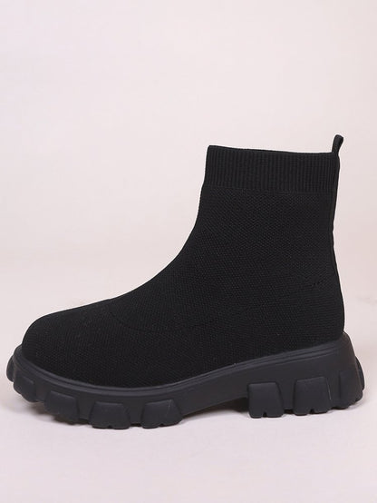 Πλεκτά Casual Μποτάκια με Chunky Σόλα