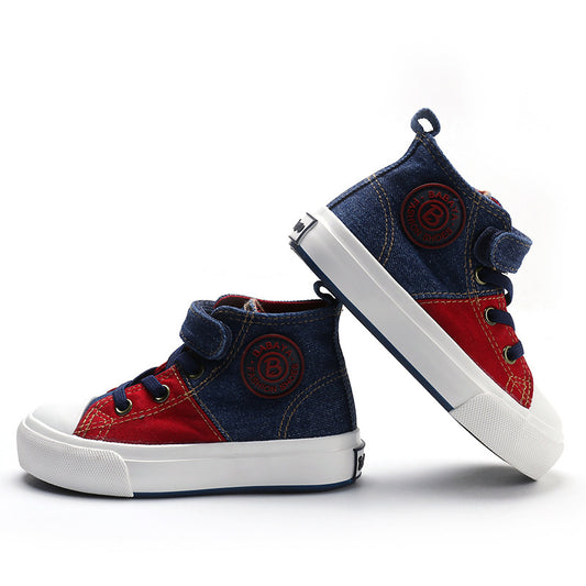 Ψηλά Sneakers Τζιν Μποτάκι με Αυτοκόλλητο και Λαστιχένια Σόλα